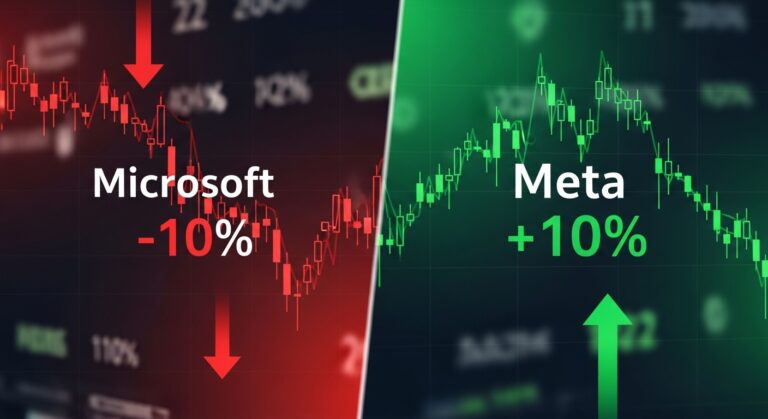 Microsoft meno 10%, Meta +10%