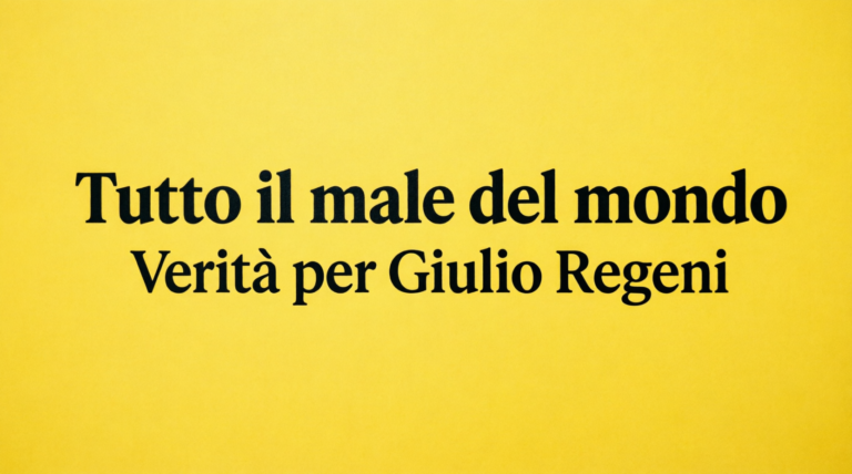 Giulio Regeni. Tutto il male del mondo è il primo documentario intitolato al ricercatore italiano ucciso brutalmente e ingiustamente cui sono stati negati i fondi pubblici dal Mic